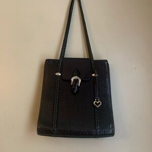 Brighton vintage  Shoulder handbag 1996 Embossed Braided Handle Leather Black